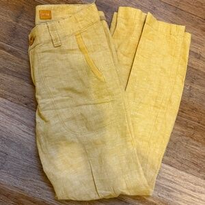 Pilcro and the Letterpress Anthropologie YellowLinen Cotton Wide Leg Pants No. 4